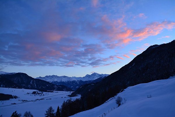 Winter landscape in the Upper Val Venosta - view from the hotel Plagött Winter landscape in the Upper Val Venosta - view from the hotel Plagött